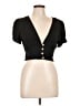 Haute Monde 100% Polyester Black Short Sleeve Top Size L - photo 1