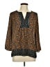 DR2 100% Polyester Brown 3/4 Sleeve Blouse Size L - photo 1