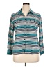 NY Collection Stripes Teal Long Sleeve Blouse Size XL (petite) - photo 1