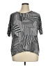 Clara Sun Woo Stripes Silver Short Sleeve Blouse Size 1X (estimated) - photo 1