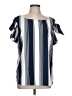 Roz & Ali Blue Short Sleeve Blouse Size L - photo 1