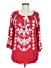 Intro 100% Rayon Red 3/4 Sleeve Blouse Size M - photo 1
