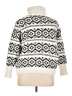 Joseph A. 100% Polyester Chevron-herringbone Ivory Turtleneck Sweater Size 1X - photo 2