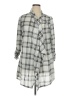 New York Laundry 100% Polyester Plaid Silver 3/4 Sleeve Blouse Size 1X - photo 1