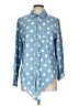 Seven7 100% Cotton Polka Dots Blue Long Sleeve Button-Down Shirt Size L - photo 1