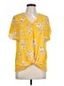 West Kei 100% Polyester Yellow Short Sleeve Blouse Size L - photo 1