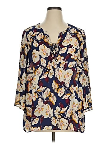 Rose + Olive 3/4 Sleeve Blouse (view 1)