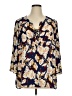 Rose + Olive 100% Polyester Blue 3/4 Sleeve Blouse Size 1X - photo 1