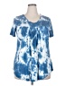 LAOLASI Tie-dye Blue Short Sleeve Blouse Size 2X - photo 1