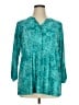 Studio Works Teal Long Sleeve Blouse Size XL - photo 1