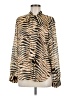 DKNY Animal Print Gold Brown Long Sleeve Blouse Size M - photo 1