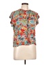 Tiny Tropical Teal Short Sleeve Blouse Size L - photo 1