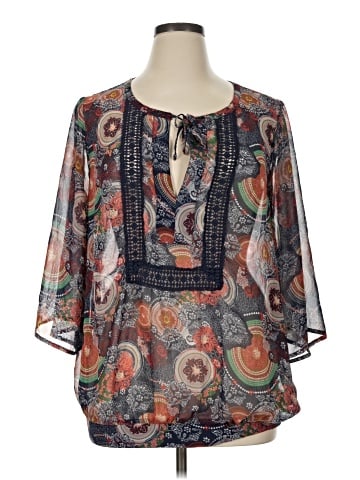 Black Rainn 3/4 Sleeve Blouse (view 1)