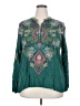 Johnny Was 100% Cupro Teal Long Sleeve Blouse Size XXL - photo 1