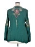 Johnny Was 100% Cupro Teal Long Sleeve Blouse Size XXL - photo 2
