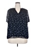 Halogen 100% Polyester Stars Blue Short Sleeve Blouse Size XXL - photo 1