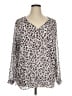 CAbi 100% Polyester Animal Print Silver Long Sleeve Blouse Size XL - photo 1