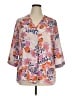 Rose + Olive 100% Polyester Floral Pink 3/4 Sleeve Blouse Size 1X - photo 1