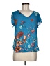 Lily White Teal Short Sleeve Blouse Size M - photo 1