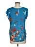 Lily White Teal Short Sleeve Blouse Size M - photo 2