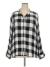 Max Jeans 100% Rayon Checkered-gingham Black Long Sleeve Blouse Size 2X - photo 1