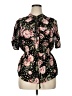 J for Justify 100% Polyester Floral Black Short Sleeve Blouse Size 1X - photo 1