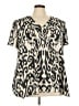 Rose + Olive 100% Polyester Animal Print Ivory Short Sleeve Blouse Size 3X - photo 1