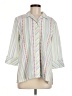 Koret 100% Cotton Stripes Ivory 3/4 Sleeve Button-Down Shirt Size M - photo 1