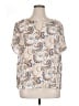 DR2 100% Polyester Paisley Ivory Short Sleeve Blouse Size XL - photo 1