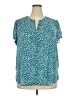 Monday Fun 100% Polyester Teal Short Sleeve Blouse Size 2X - photo 1