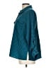 NY Collection Houndstooth Teal Long Sleeve Blouse Size L - photo 5