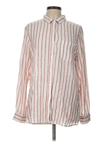 fleur bleue Long Sleeve Button-Down Shirt (view 1)