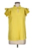 T Tahari 100% Polyester Yellow Short Sleeve Blouse Size M - photo 1
