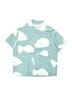 Zara Print Teal Short Sleeve Button-Down Shirt Size 4 - photo 1