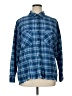 Dizzy Lizzy 100% Cotton Plaid Blue Long Sleeve Button-Down Shirt Size XL - photo 1