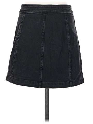 Madewell Stretch Denim A-Line Mini Skirt in Black Frost: Patch Pocket Edition (view 2)