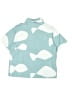 Zara Print Teal Short Sleeve Button-Down Shirt Size 4 - photo 2