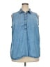 Talbots 100% Lyocell Blue Sleeveless Button-Down Shirt Size 2X - photo 1