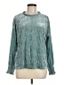Sharon Young 100% Polyester Metallic Teal Long Sleeve Blouse Size M - photo 1
