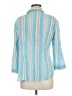 Pure Amici Stripes Teal Blue 3/4 Sleeve Button-Down Shirt Size M - photo 2