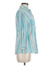 Pure Amici Stripes Teal Blue 3/4 Sleeve Button-Down Shirt Size M - photo 4