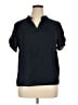 Unbranded 100% Polyester Polka Dots Black Short Sleeve Blouse Size XL - photo 1