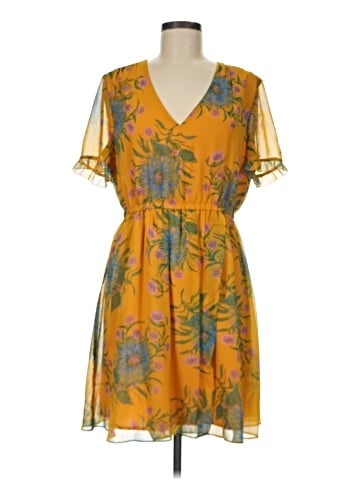 Madewell Sweetgrass Ruffle-Sleeve Dress in Painted Blooms (view 1)
