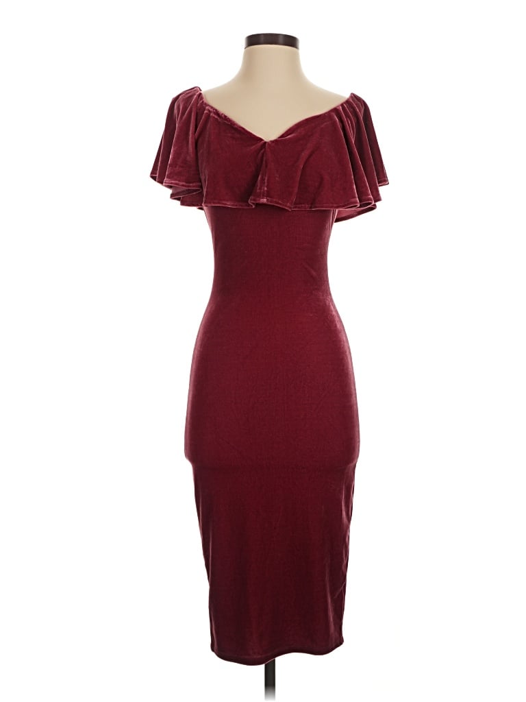 Pre-owned Unique Vintage Cocktail Dress In Burgundy