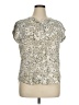 Liz Claiborne 100% Polyester Paisley Silver Short Sleeve Blouse Size XL (petite) - photo 1