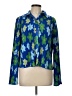 Target 100% Polyester Floral Blue Long Sleeve Blouse Size L - photo 1