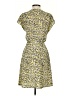 Halogen 100% Polyester Print Yellow Casual Dress Size XXS - photo 2