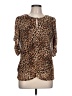Reba Animal Print Brown 3/4 Sleeve Blouse Size L - photo 1