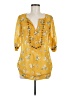 Angie 100% Polyester Yellow 3/4 Sleeve Blouse Size M - photo 1