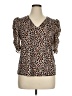 Perseption Concept Animal Print Brown Short Sleeve Blouse Size XL - photo 1